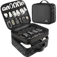 thumbnail image 1 of Cable Organizer Bag, Waterproof Travel Electronic Storage, Shockproof Portable Double Layer Tech Bags Carrying Case for Cord, Earbuds, Charger, SD Card, DJ Gifts, Black, 1 of 4