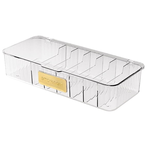 Cable Organizer Box with Lid, 7 Compartments Clear Plastic Cord Management Box, Desk Drawer Organizer, Multi-Purpose Storage Case for Cables, Chargers, USB, Small Accessories, 10.82X5.11X2.2inch