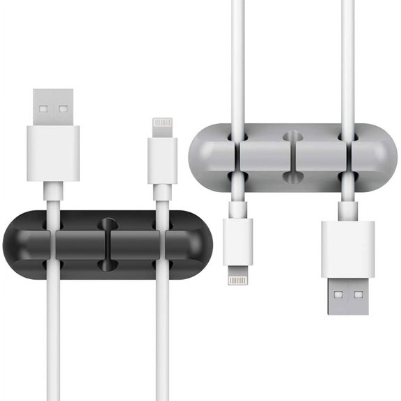 Cable Organizer Clips, Advanced Cord Management Organizer with   Surface Adhesion, for Desktop Organization and Cable Clean Up (2 Pack, Black Grey)