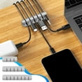 thumbnail image 1 of Cable Organizer Set, Silicone Desktop Cable Management, 3 Piece, Multi Hole Hub, for Desk Desk, Computer Setup, Home Electronics, FAJHHA | Gray, 1 of 9