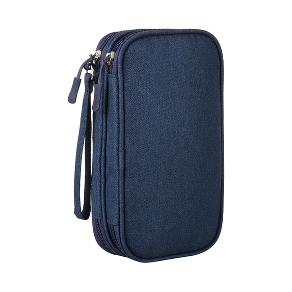 Cable Organizer Travel Case, Electronic Accessories Storage Bag, 7.5X4.3X2.2 Inch Double Compartment, for Charger Phone Earphone Cords, Portable with Hand Strap, 1 Storage Bag