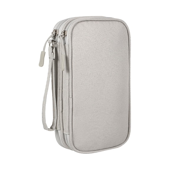 Cable Organizer Travel Case, Electronic Accessories Storage Bag, 7.5X4.3X2.2 Inch Double Compartment, for Charger Phone Earphone Cords, Portable with Hand Strap, 1 Storage Bag