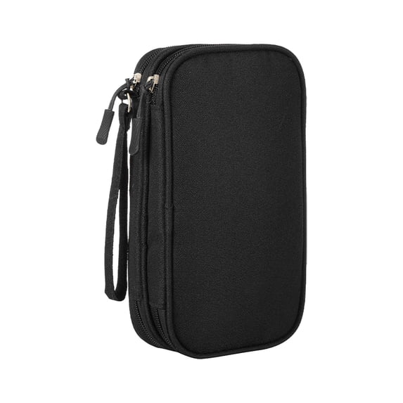 Cable Organizer Travel Case, Electronic Accessories Storage Bag, 7.5X4.3X2.2 Inch Double Compartment, for Charger Phone Earphone Cords, Portable with Hand Strap, 1 Storage Bag
