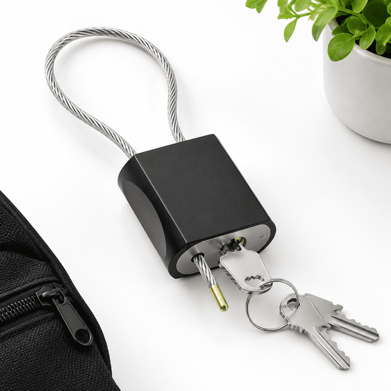 Cable Padlock Free Adjustable Lock 3 Keys 1.15ft/0.35m Black - Walmart.com