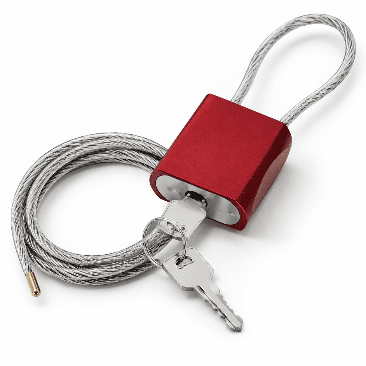 Cable Padlock Free Adjustable Lock 3 Keys 3.28ft/1m Red - Walmart.com