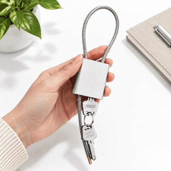 Cable Padlock With 3 Keys | L 1.15ft(0.35m) D 1/6in(4mm) Adjustable Steel Lock Aluminum Locks For Bikes Gate Lockers & Outdoor Ge