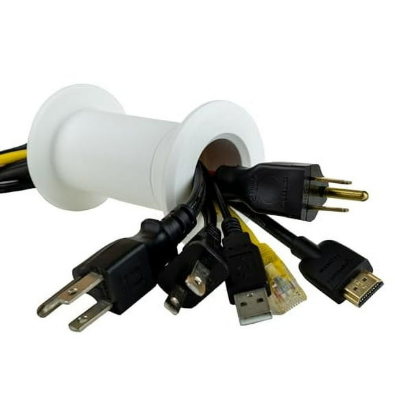 Cable Pass Through Wall Port | Fits Cable Sizes up to 3-Prong Plug | Compatible with 3-5/8" to 5-1/4" Wall Thickness | Provides Solid Channel Through Wall (White)