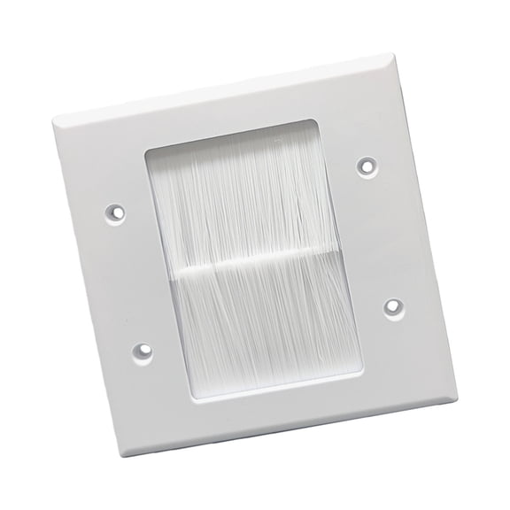 Cable Passthrough Wall Outlet Cable Entry Cover Flush Brush Wall Plate Single Gang Wall Outlet Cable Entry Plate