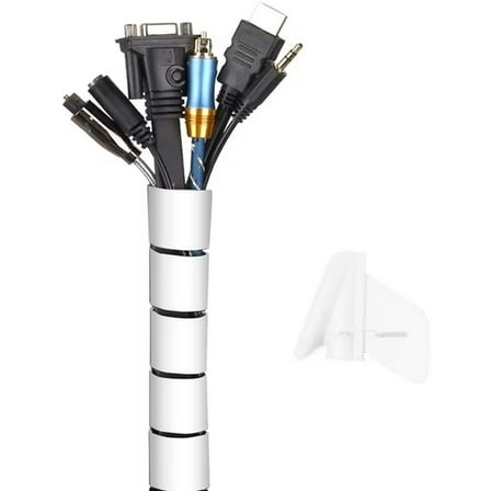 Cable Protection Cover*1 Set Cable Cover 2M Flexible Electrical Cable Management for Storing or Hiding Tv Pc Cables Cable Management for Home and 2M ∅16Mm White