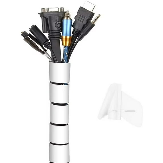 Cable Protection Cover*1 Set Cable Cover 2M Flexible Electrical Cable Management for Storing or Hiding Tv Pc Cables Cable Management for Home and 2M ∅16Mm White