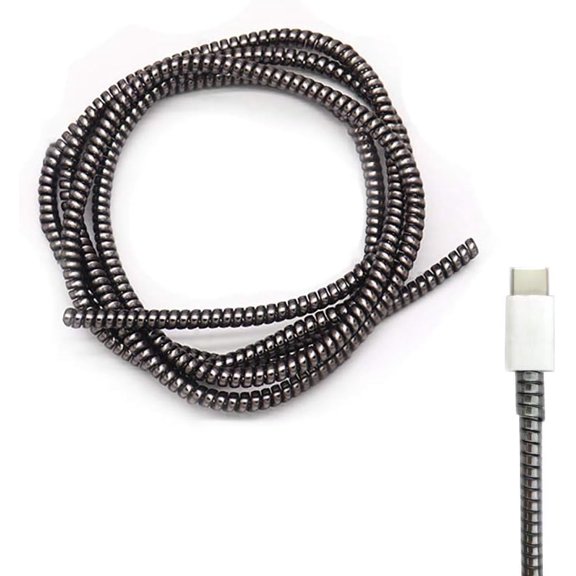 Cable Protector Animal Proof Wire Repair, Cord Protector for Pets Headphone Saver Spiral Cable Wrap Strain Relief, Cord Sleeve for Phone Cable USB Date Cable, 60 inches, 2 pcs, Black