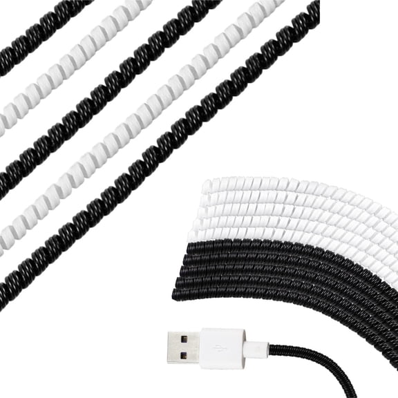 Cable Protector,QZS Reusable Data Lines Cover for Phone USB,55in Reusable Cable Protector for USB Data Wire,10Pack,White and Black