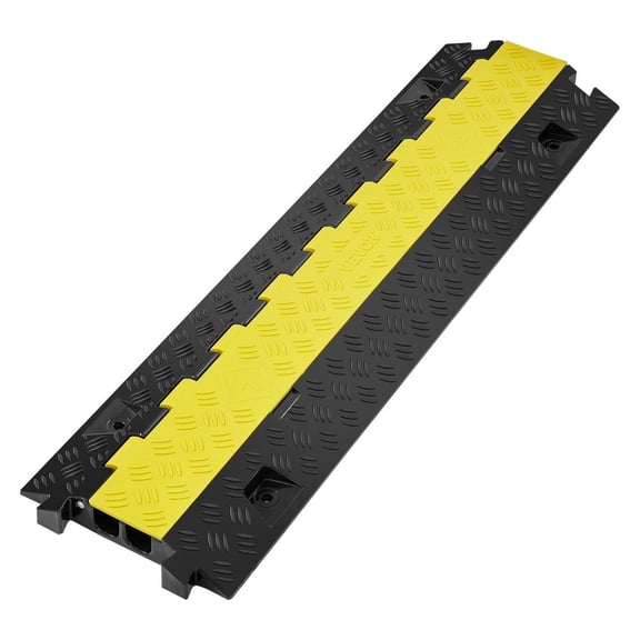 Cable Protector Ramp 2 Channel - Heavy Duty TPU Cord Cover, 22000 lbs Capacity, Driveway Hose Protector, Open Top Design - Indoor/Outdoor Traffic Speed Bump