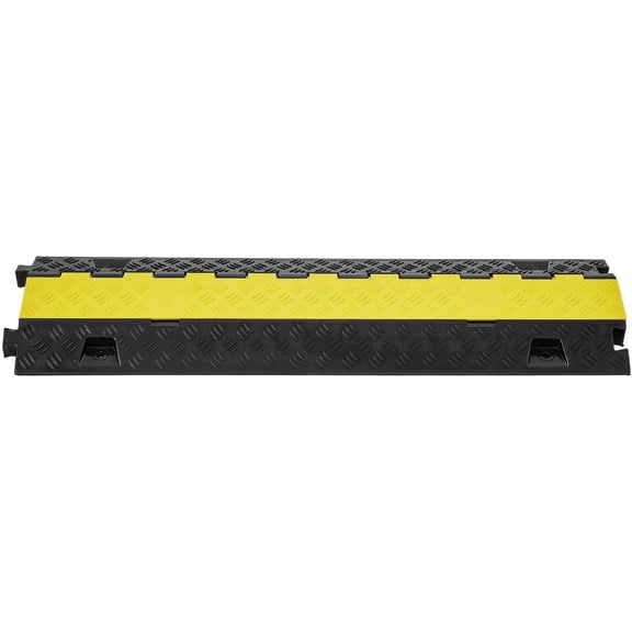 Heavy Duty 2 Channel Cable Protector Ramp 36 Inch TPU Floor Cord Cover Driveway Wire Ramp 22000 lbs Axle Capacity Safety Speed Bump with Flip Open TPR Top for Indoor Outdoor Cable Hose Protection