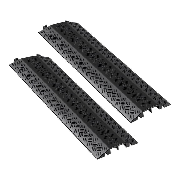 Cable Protector Ramp 2 Pack - Heavy Duty Drop Over Cable Cover, 17,500 lbs Capacity, Floor Cord Cover for Cables & Hoses - Indoor/Outdoor Use