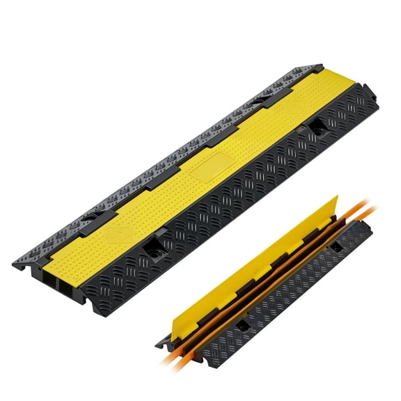 Cable Protector Ramp - 22,000 lbs Capacity, 2 Channel Rubber Cord Cover