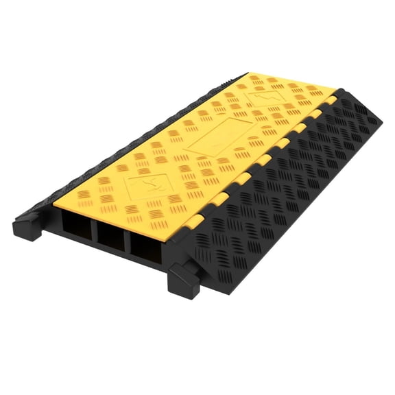 Cable Protector Ramp 3 Channel - Heavy Duty 44000Lbs Rubber Cord Cover, Driveway Speed Bump, Hose Cable Protective Cover for Indoor/Outdoor Use