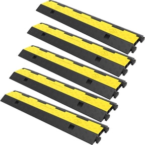 Cable Protector Ramp 5 Pack, 2-Channel Rubber Speed Bump with 11000 LBS Load Capacity for Driveway, Parking Lot, and Traffic