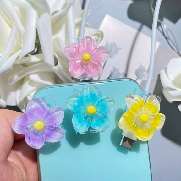 Cable Protector for iPhone Type-c Charger,Cute Lovely Cartoon 3D Design 4 PCS Set Silicone Phone Cable Protector, Charging Cord Protector, Cable Chomper, Charger Saver for Women Girls