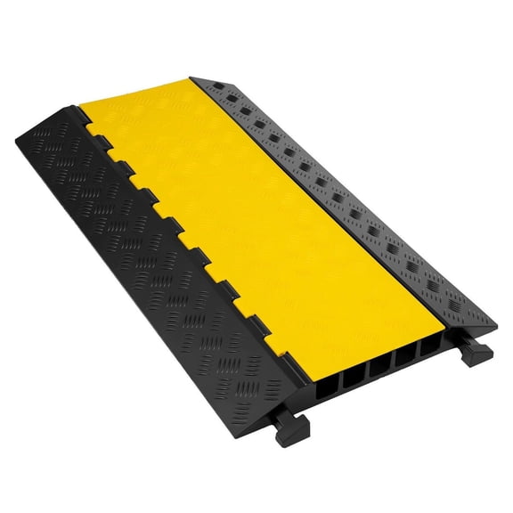 Cable Protectors 5 Channel - Heavy Duty Rubber Cable Ramp - 18000lb Capacity - Driveway Cord Cover - Traffic Speed Bump - 1 Pack