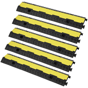Cable Protectors 5-Piece, Rubber Cable Ramp - 12000lbs Capacity, Dual Channel, Driveway Cord Cover, Indoor/Outdoor Wire & Hose Guard with Caution Tape