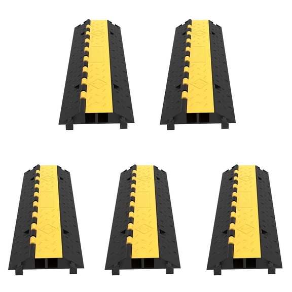Cable Protectors 5-Set, 2 Channel Rubber Speed Bump - 66,000 lbs Capacity