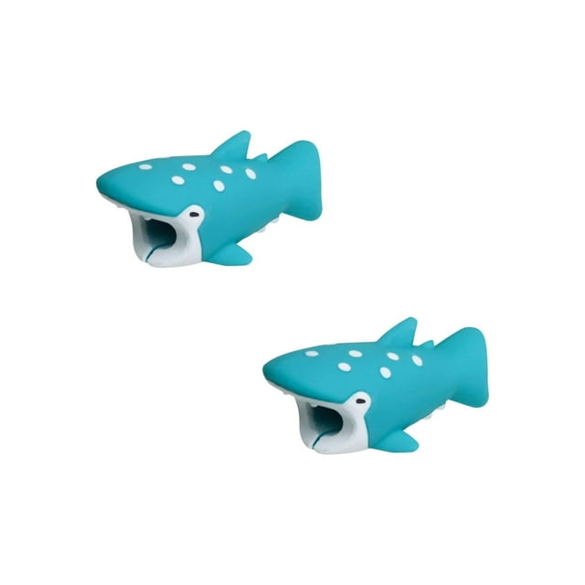 Cable Protectors Animal Biters For iPhone & Android 2pk Blue Whale