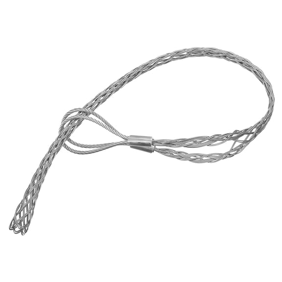 Cable Pulling Grip 2.4FT Double Head Galvanizing Steel for Light & Heavy Cable(d:18-25mm,Silver)