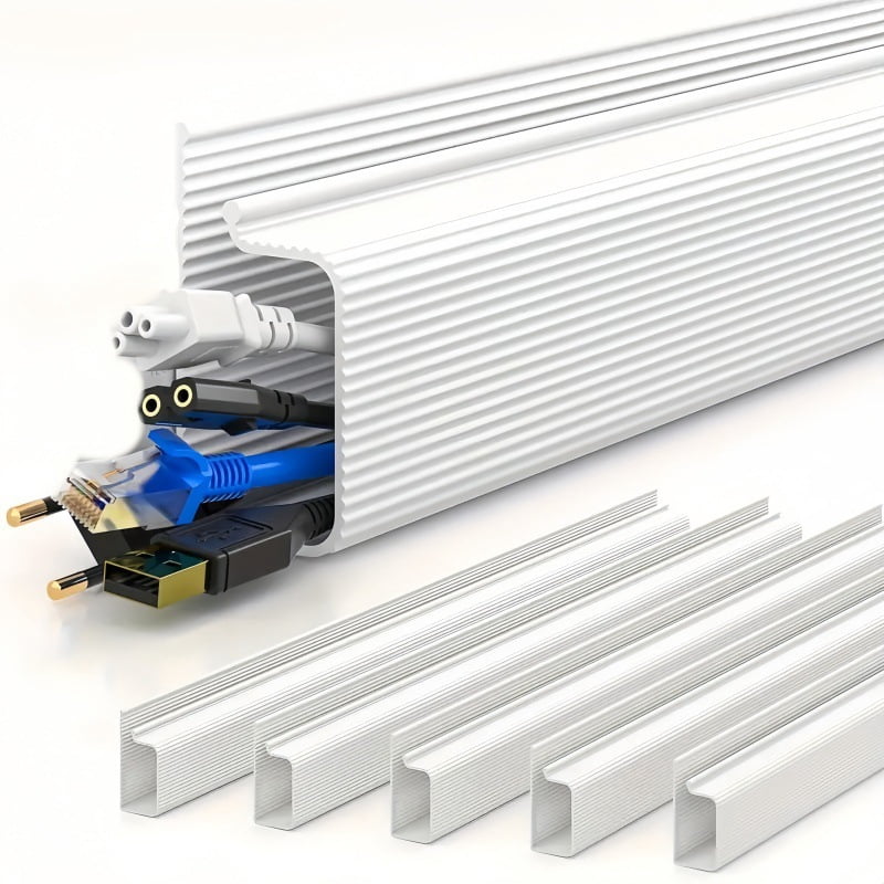 Cable Raceway Cord Concealer, Adhesive Wire Cover for Wall and Desk ...