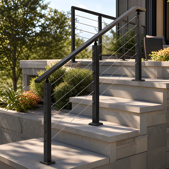 Cable Railing Post, 30 Angle Hole Design, 43" Height, SUS304 Stainless Steel, 3" Hole Spacing, for Stair Protection at 25-35 Degree Slopes, Deck & Patio Railing