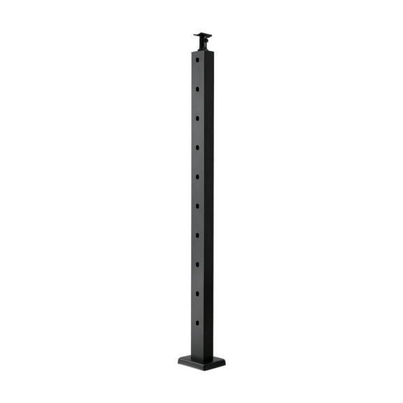 Cable Railing Post 36 Inch, Stainless Steel Stair Railing Post with 30 Angled Holes, Black Cable Rail Post Kit for Deck & Stair, Horizontal/Curved Bracket - 1 Pack