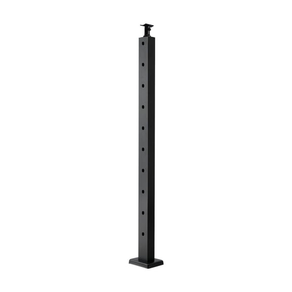 Cable Railing Post 36 Inch, Stainless Steel Stair Railing Post with 30 Angled Holes, Black Cable Rail Post Kit with Horizontal & Curved Brackets, Deck Railing