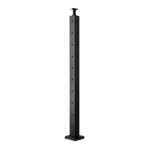 Cable Railing Post 36x2x2 Inch, Black Stainless Steel Corner Post, L-Shaped Pre-Drilled, Deck Railing Kit, Horizontal/Curved Bracket, 1-Pack