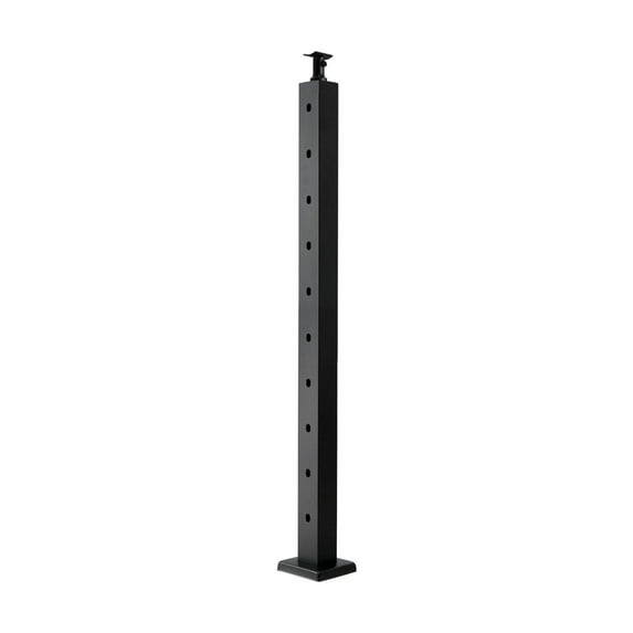 Cable Railing Post, 36x2x2 Inch Stair Railing Post, with Pre-Drilled 30° Angled Holes, Stainless Steel Cable Rail Post with Horizontal and Curved Bracket, 1-Pack, Black, 1JZLGZXHS914YIVIS001V0