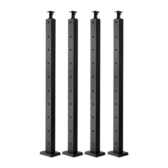 Cable Railing Post 4-Pack, 36" Stainless Steel Deck Posts, Horizontal-Hole Railing System with Brackets, Black - 3" Spacing