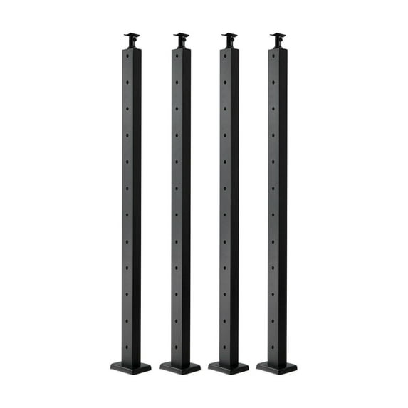 Cable Railing Post 4-Pack, 42 Inch Stainless Steel Deck Posts with Pre-Drilled Holes, Black Horizontal Railing Kit for Stairs, Porches, Balconies