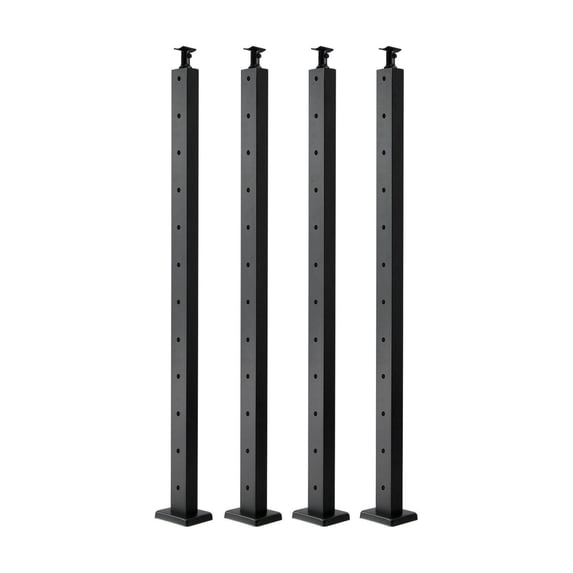 Cable Railing Post 4-Pack, 42" Stainless Steel Deck Railing Posts, Horizontal-Hole, Black Finish, Pre-Drilled, for Decks, Stairs & Balconies