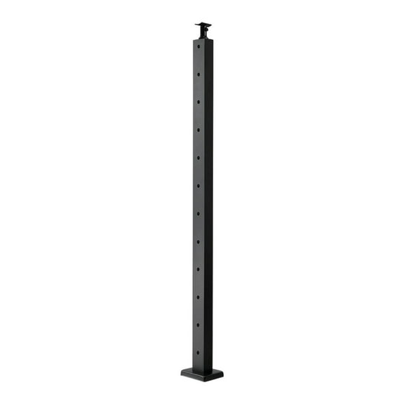 Cable Railing Post 42 Inch, Stainless Steel Deck Stair Posts, Black Handrail Kit, Pre-Drilled Pickets, Mounting Bracket, Level Railing System