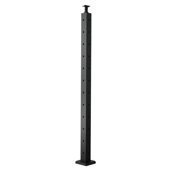 Cable Railing Post, 42x2x2 Inch Corner Railing Post, with L-Shaped Pre-Drilled Holes, Stainless Steel Cable Rail Post with Horizontal and Curved Bracket, 1-Pack, Black, 1JZLGZXHS1065S1EW001V0