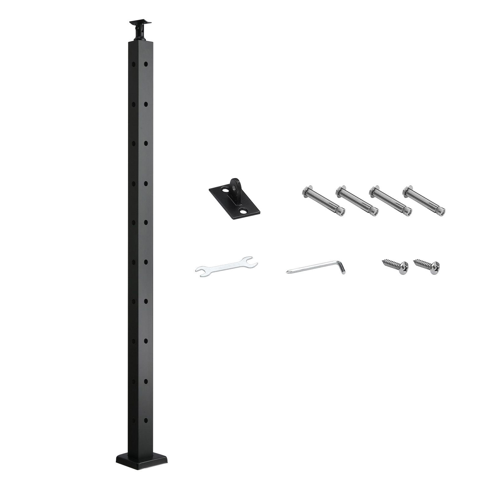Cable Railing Post, L-Type Hole Design, 42" Height, SUS304 Stainless Steel, 3" Hole Spacing, for Corner Installation, Deck, Stair, Patio & Balcony Railing