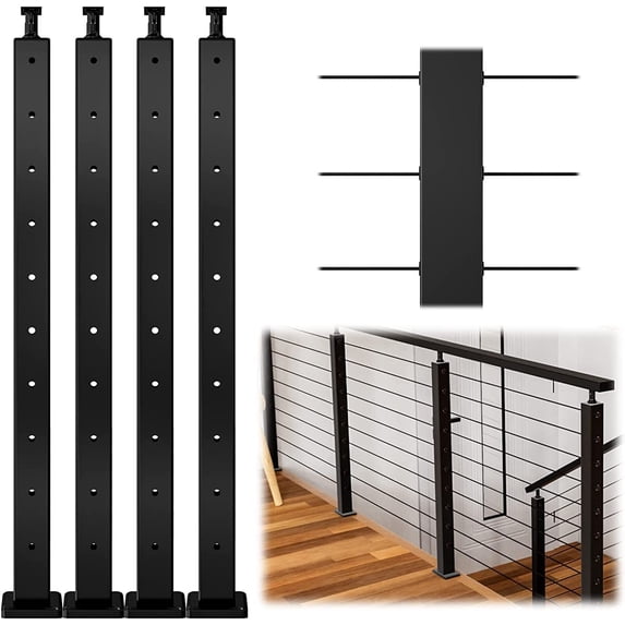 Cable Railing Post Railing Column 36"x2"x2" Level drilled Post Adjustable Top