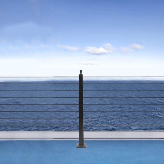 Cable Railing Post Stainless Steel Stair Post 36x2x2in with Top Holder Bracket Stair Railing System kit for Balcony Deck Steps Patio Porch (Horizontal Drilling 1PCS)