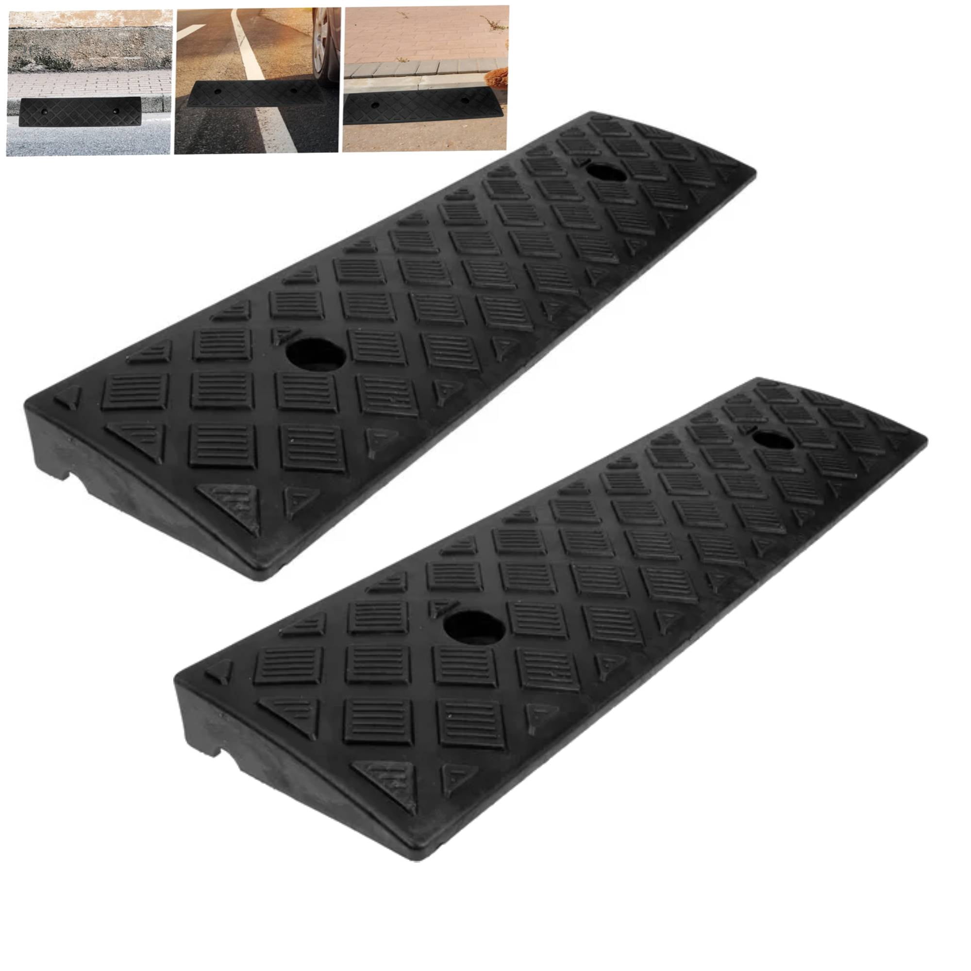 Cable Ramp,2Pcs Heavy-Duty Rubber Car Curb Ramps – Driveway Threshold ...