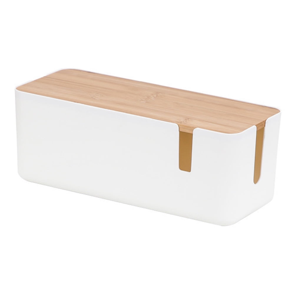Cable Storage Box Cable Management Strips Storage Boxes with Bamboo Lid