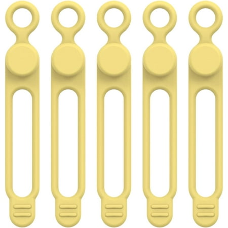 Cable Strap 5 Pieces Adjustable Cable Ties Reusable Silicone Cable Ties Multifunctional Cable Management Elastic Leather Cable Organiser Cable Holder