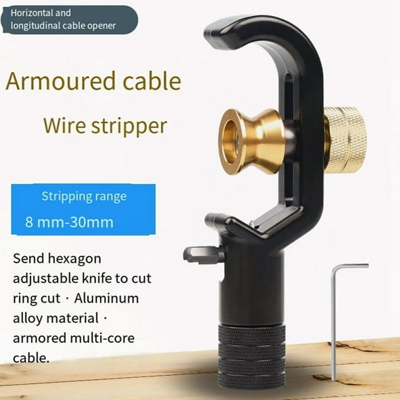 Cable Stripper Cable Stripper 8-30mm Vertical and Horizontal Cable Cutter Ring Cut Multi-Core Optical Cable Casing Tool,1 x cable stripper 1 x 2.0 wrench,black