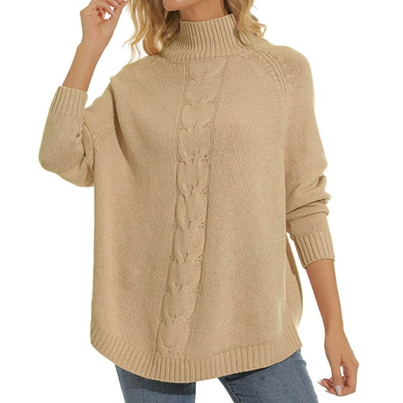 Cable Sweaters For Women Fall Fashion Oversized Casual Pullover Knitting Turtleneck Casual Plus Size Top