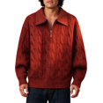 Cable Texture Sweatshirt for Men Quarter Zip Pullover with Foldover ...