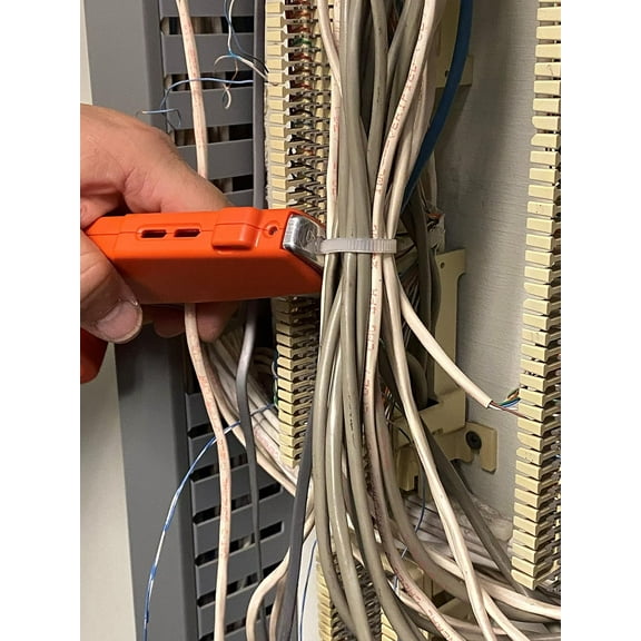 Cable Tie Gun Tool Kit for Plastic Zip Ties,  Zip Tie Tool Set - Adjustable create your own length plastic wire tie, includes tensioning handle, flush cuts for bulck applications (white)