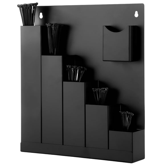 Cable Tie Holder, Wall-mounted Storage Rack with 250 Pcs Zip Ties, Metal Wall Storage Organizer for Garage, Shed, Workshop, Tool Cart